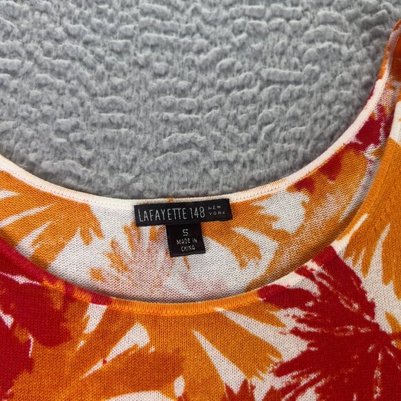 Lafayette 148 NY Cardigan Sweater Top Set Womens Small Orange Fall Leaves Button - Picture 12 of 13